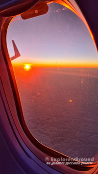 vista del tramonto dall'aereo, direzione Copenaghen Danimarca Explorers Around