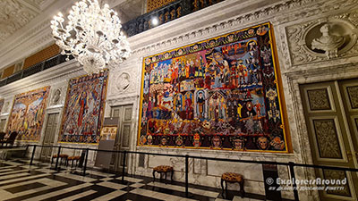 splendida serie di arazzi Gobelins dentro la sala ricevimento del castello di Christiansborg a Copenaghen in Danimarca