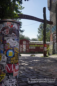 entrata di Christiania, la comunità autogestita di Copenaghen Danimarca
